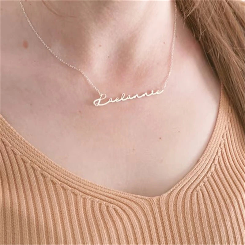 Custom Name Necklace – Personalized Golden Choker Stainless Steel Jewelry Gift for Women, Men