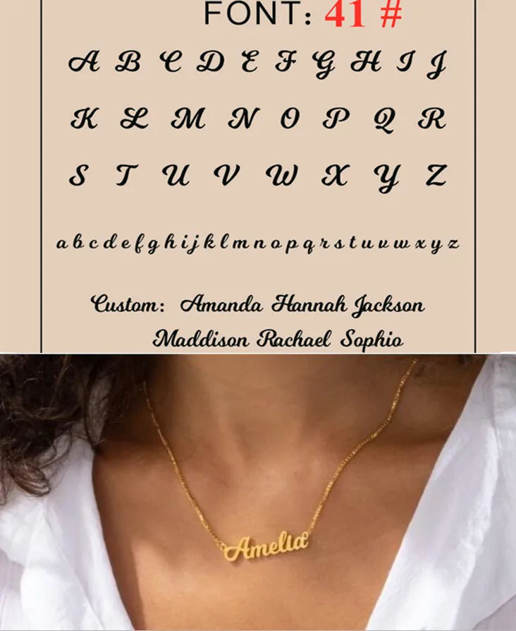 Custom Name Necklace – Personalized Golden Choker Stainless Steel Jewelry Gift for Women, Men