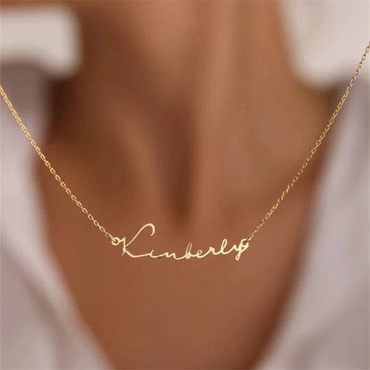 Custom Name Necklace – Personalized Golden Choker Stainless Steel Jewelry Gift for Women, Men