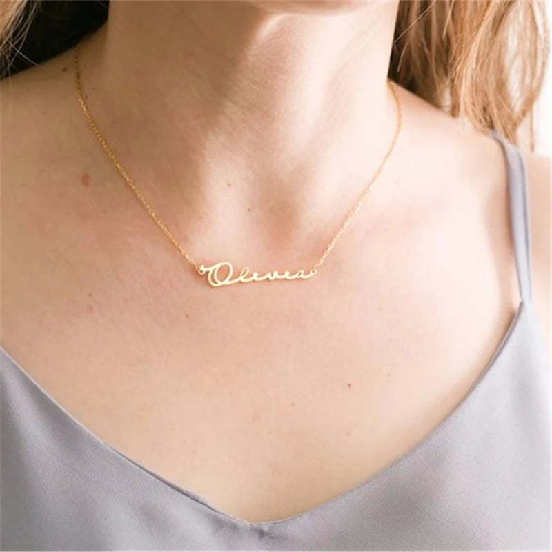 Custom Name Necklace – Personalized Golden Choker Stainless Steel Jewelry Gift for Women, Men