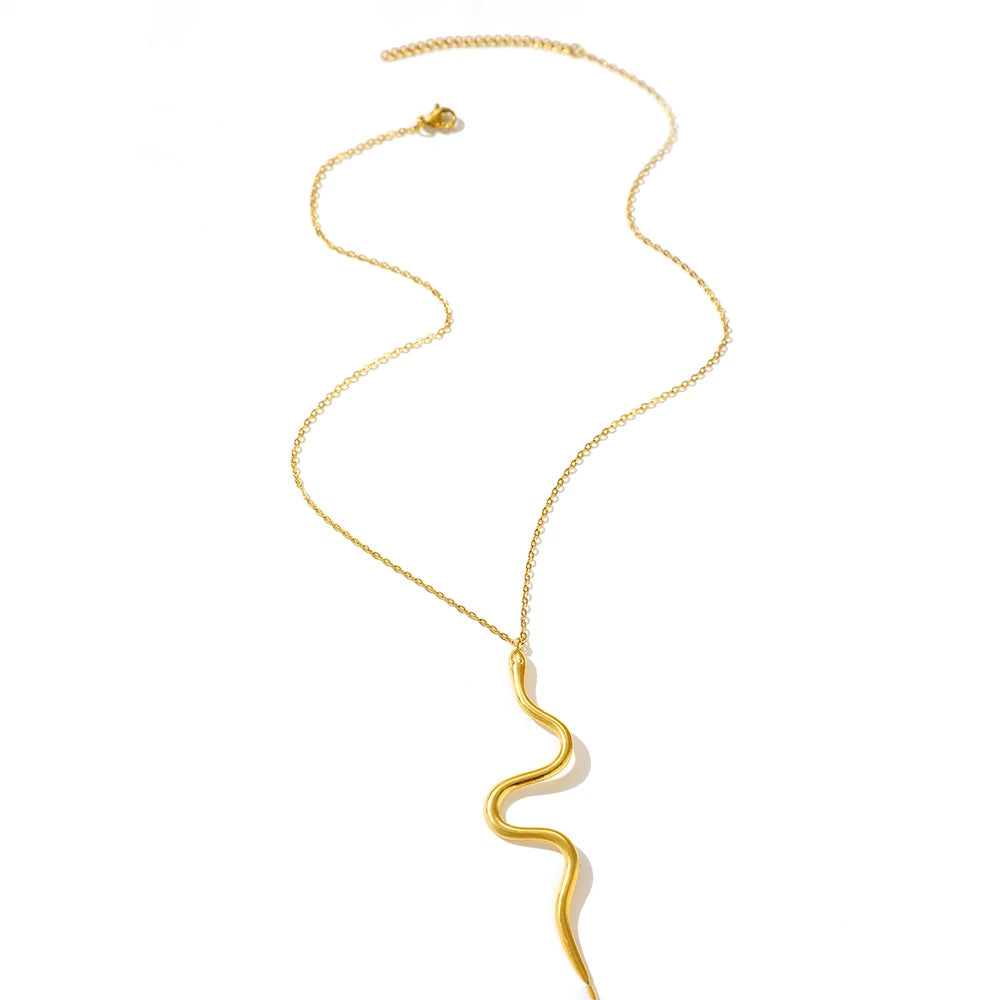 Stainless Steel Serpentine Pendant Necklace – Hip Hop Chain Jewelry Gift for Women