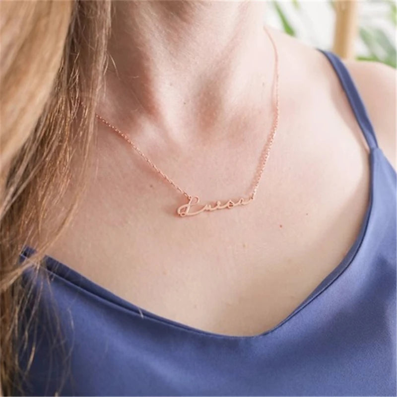 Custom Name Necklace – Personalized Golden Choker Stainless Steel Jewelry Gift for Women, Men
