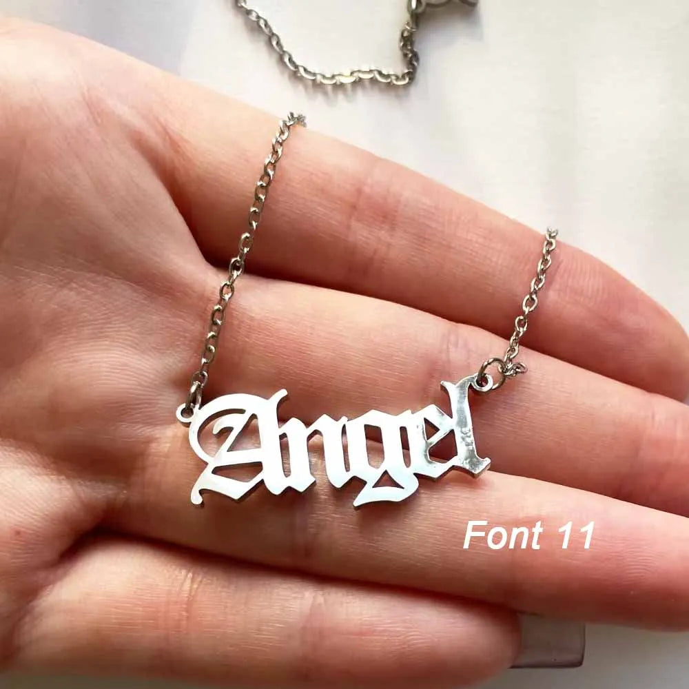 Custom Name Necklace – Personalized Golden Choker Stainless Steel Jewelry Gift for Women, Men