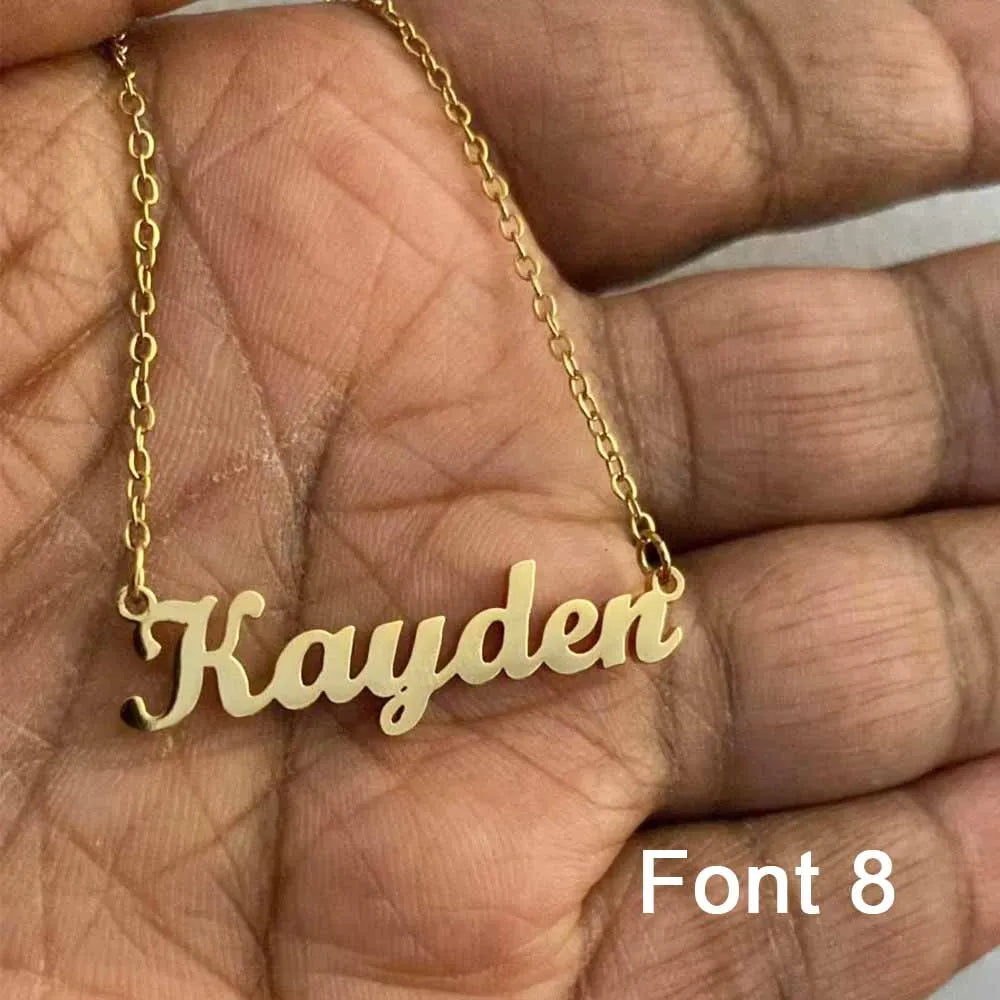 Custom Name Necklace – Personalized Golden Choker Stainless Steel Jewelry Gift for Women, Men