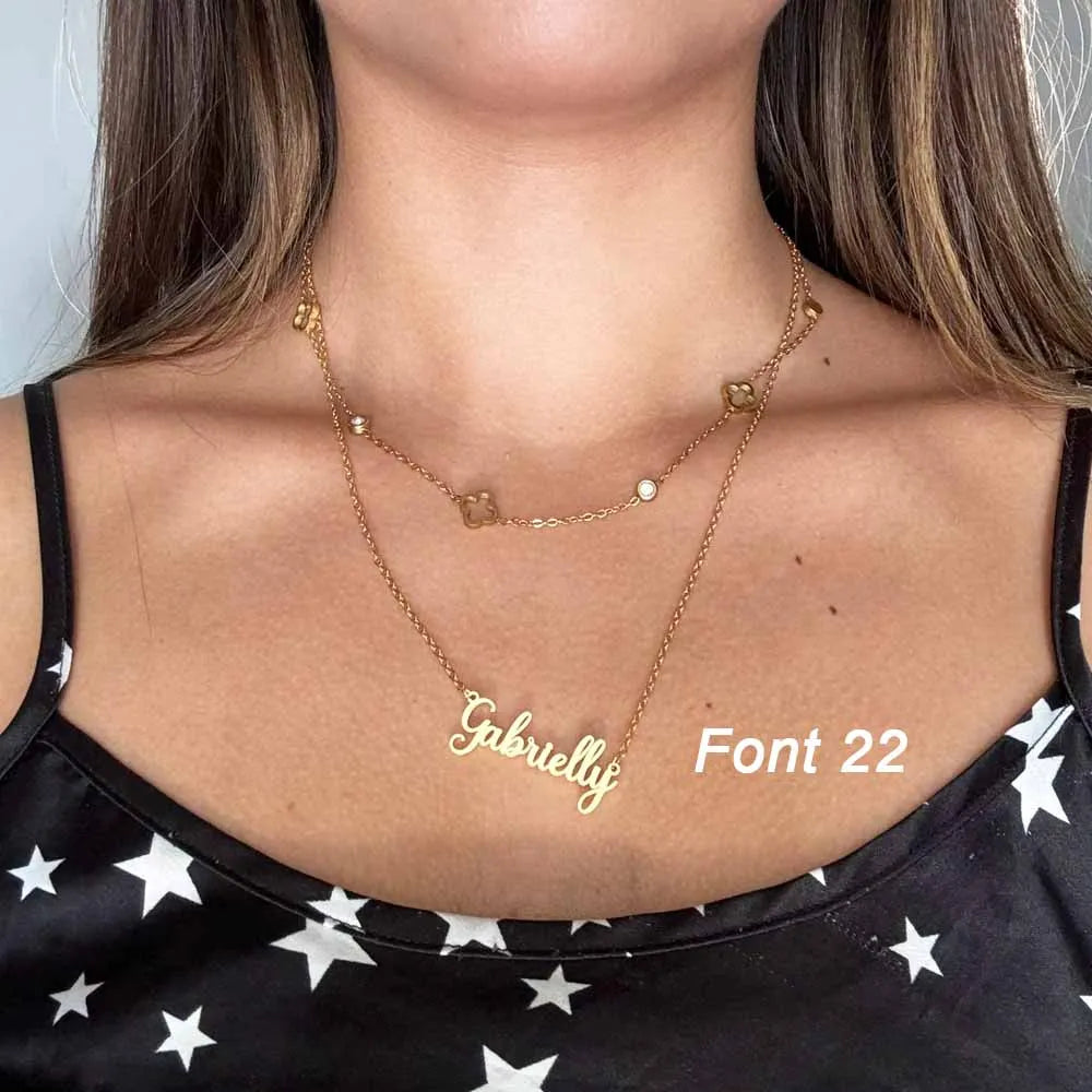 Custom Name Necklace – Personalized Golden Choker Stainless Steel Jewelry Gift for Women, Men