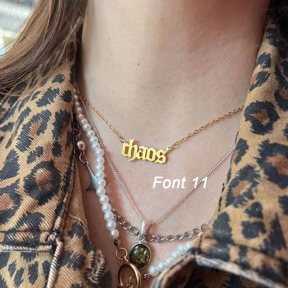 Custom Name Necklace – Personalized Golden Choker Stainless Steel Jewelry Gift for Women, Men
