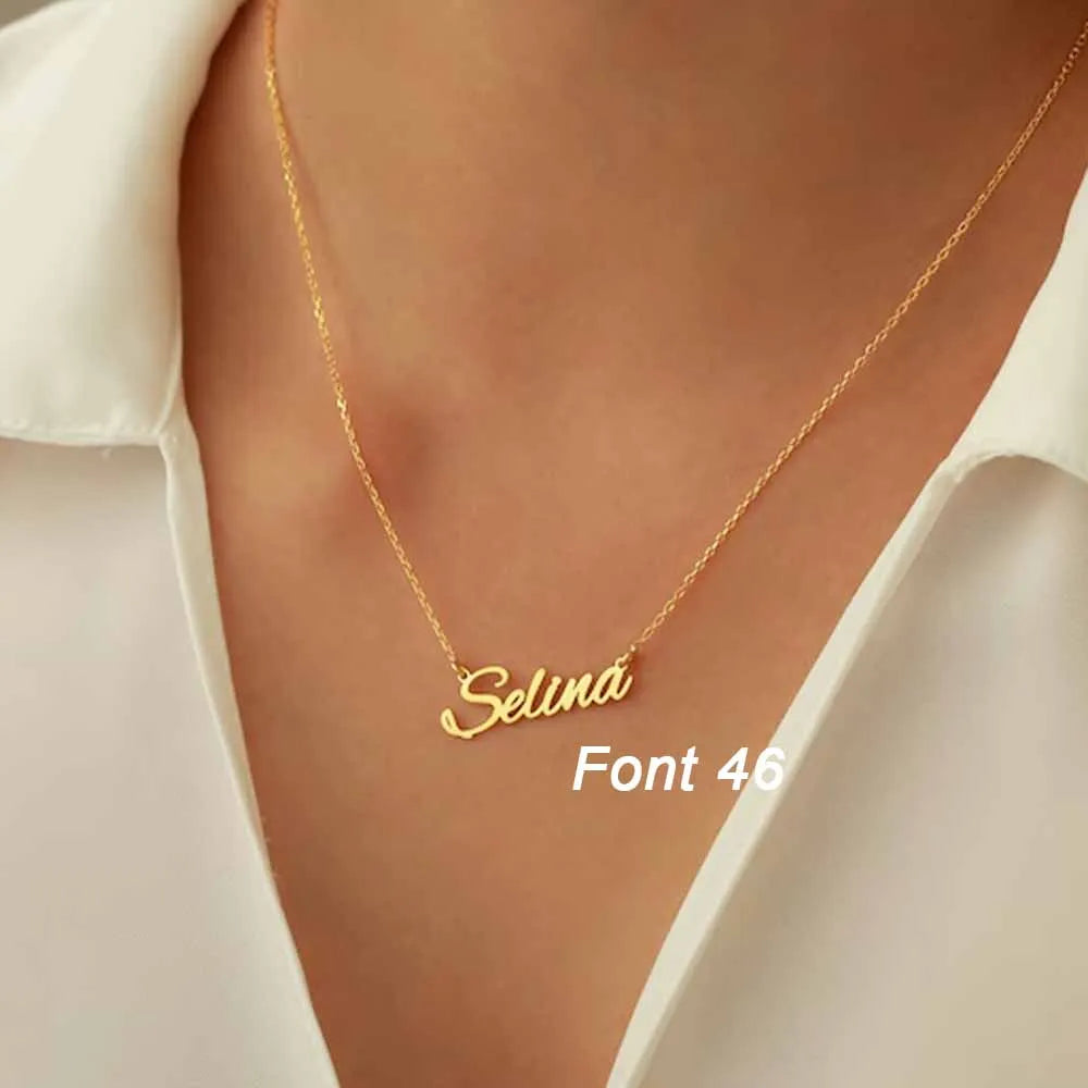 Custom Name Necklace – Personalized Golden Choker Stainless Steel Jewelry Gift for Women, Men