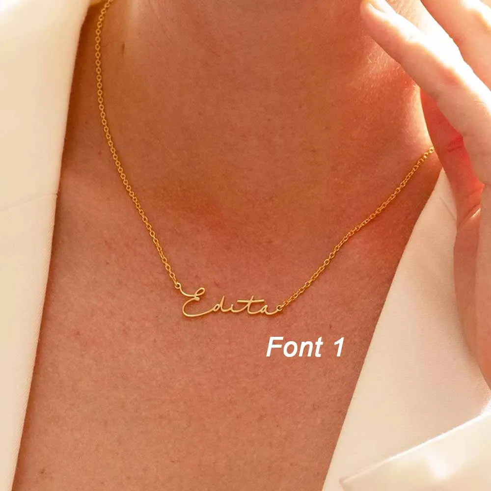 Custom Name Necklace – Personalized Golden Choker Stainless Steel Jewelry Gift for Women, Men