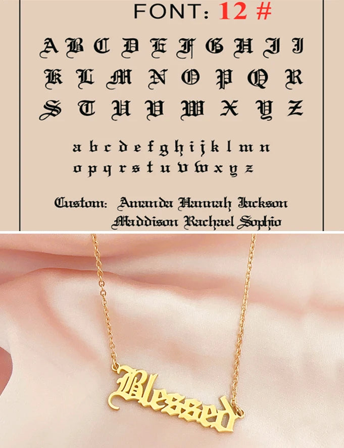 Custom Name Necklace – Personalized Golden Choker Stainless Steel Jewelry Gift for Women, Men