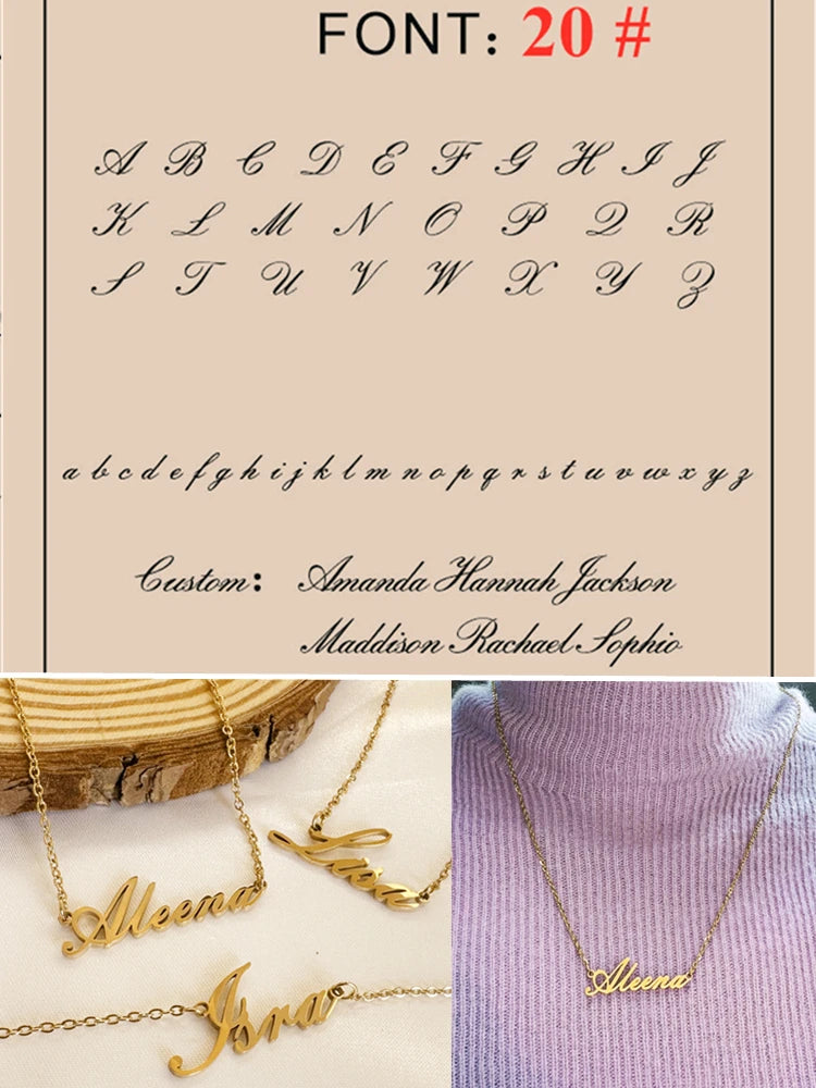 Custom Name Necklace – Personalized Golden Choker Stainless Steel Jewelry Gift for Women, Men
