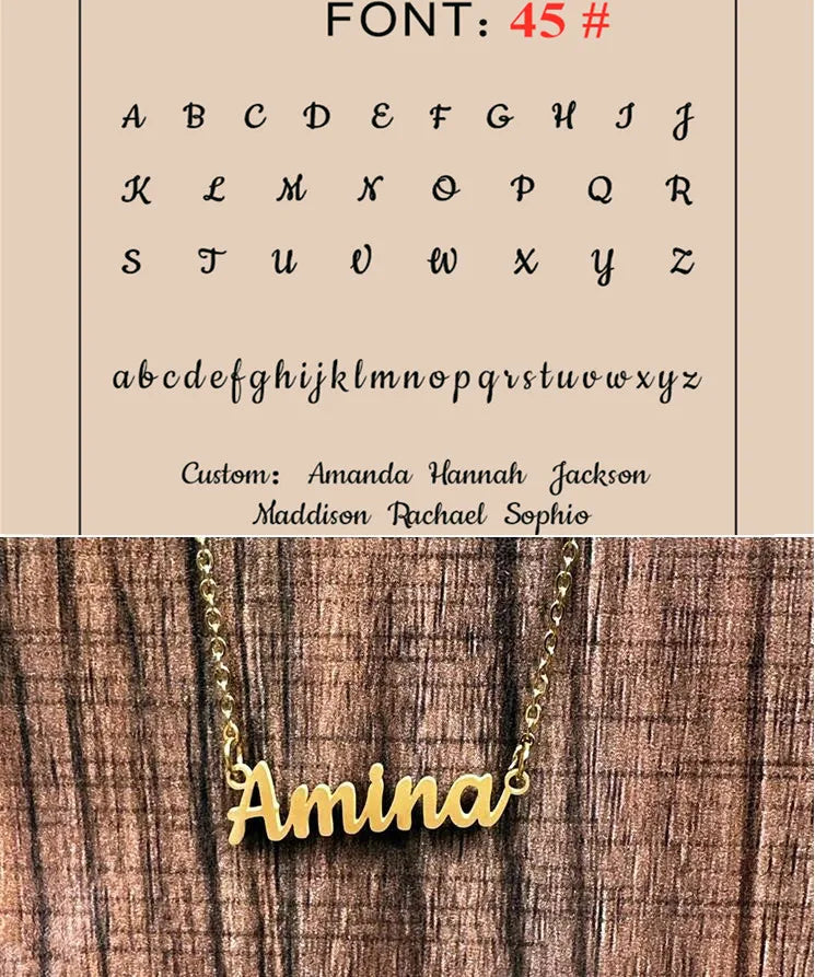 Custom Name Necklace – Personalized Golden Choker Stainless Steel Jewelry Gift for Women, Men